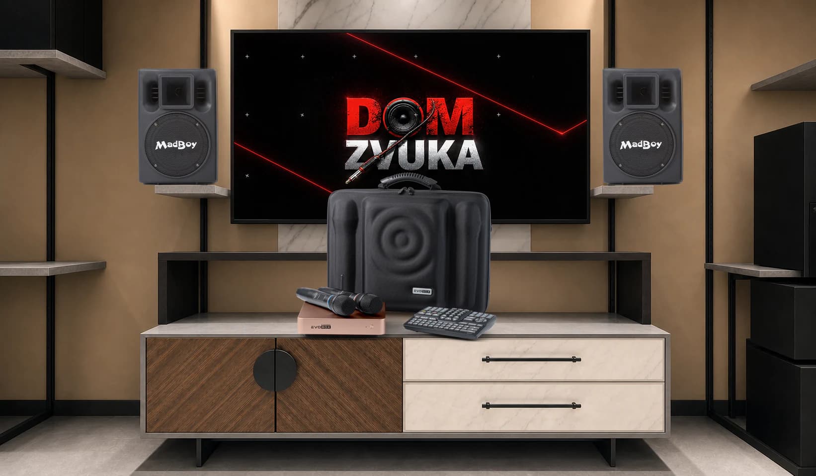 Караоке-комплект BONEHEAD-208 ×2 + EVOBOX Plus