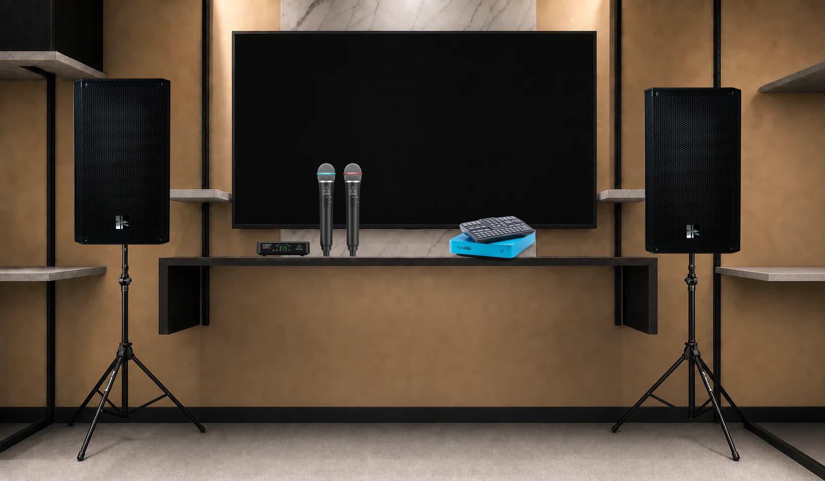 Караоке-комплект SS-R10A ×2 + Behringer ULM302MIC + EVOBOX