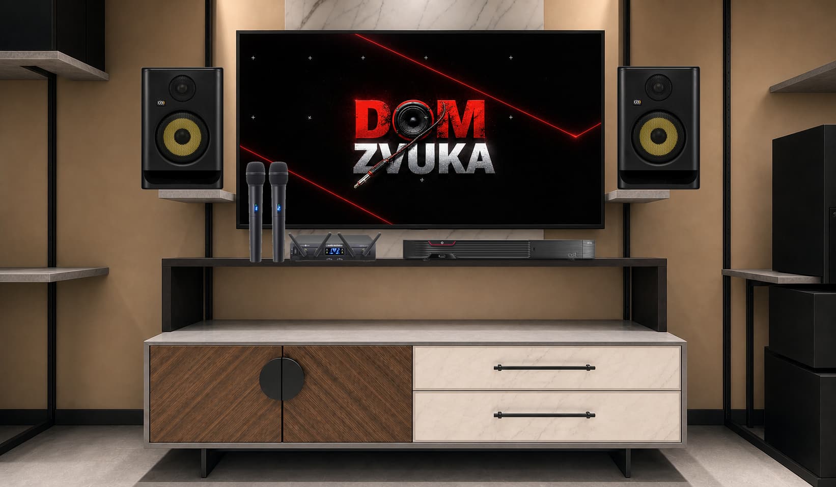 Караоке-комплект AST-250 + Audio-Technica ATW-1322 System 10 PRO + ROKIT 5 Generation Five (RP5G5) ×2