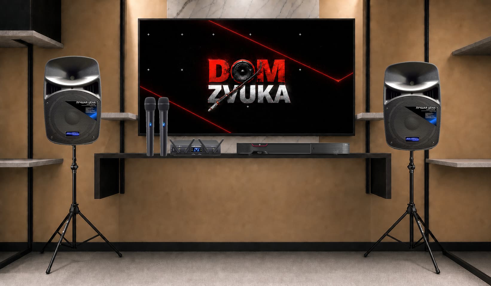 Караоке-комплект AST AST-250 + Audio-Technica Audio-Technica ATW-1322 System 10 PRO + AURA AURA B8X-BT ×2