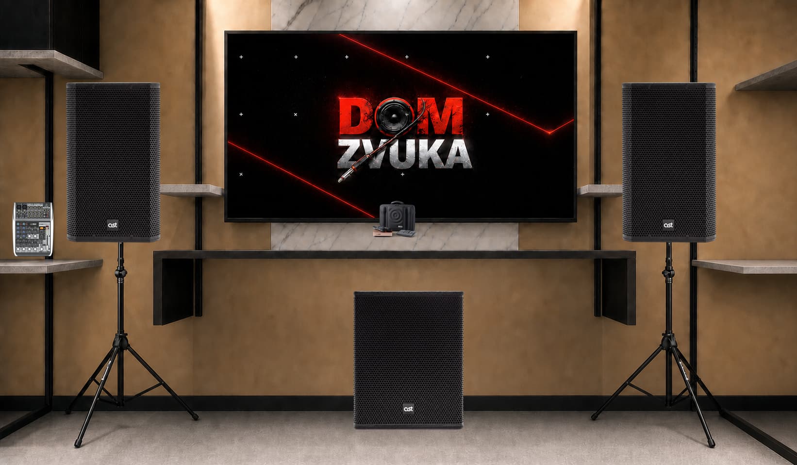 Караоке-комплект Studio Evolution EVOBOX Plus + AST AST AST-310A ×2 + AST AST AST-712SA + Behringer Behringer XENYX QX1002USB