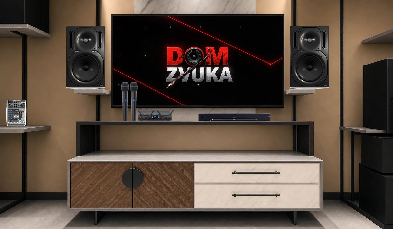 Караоке-комплект TRUTH B2031A ×2 + Audio-Technica ATW-1322 System 10 PRO + AST-350 + Behringer XENYX QX1002USB