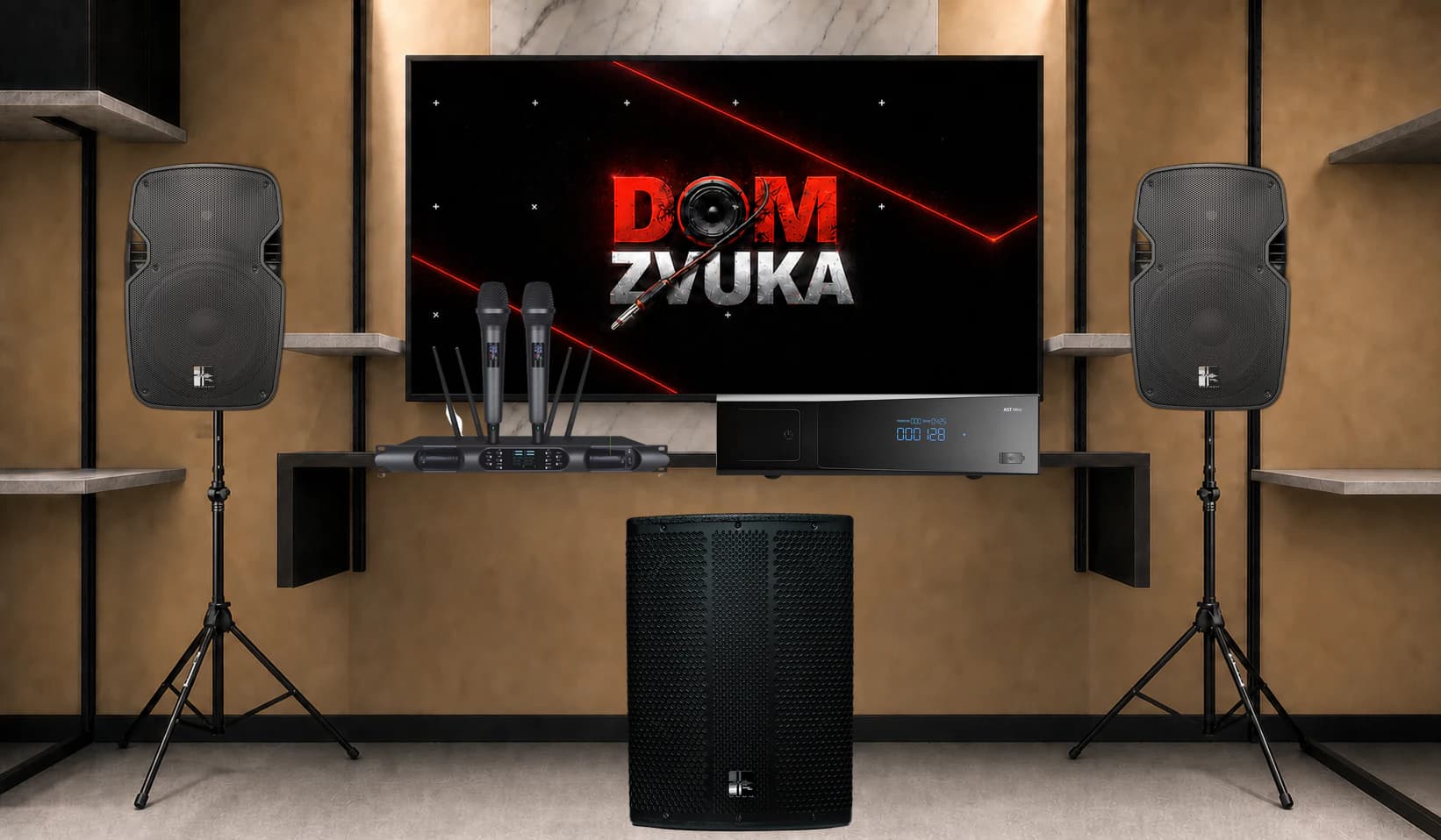 Караоке-комплект AST Mini + SS-DA15S + SS-J4012A ×2 + Sweden Sound SS-280A