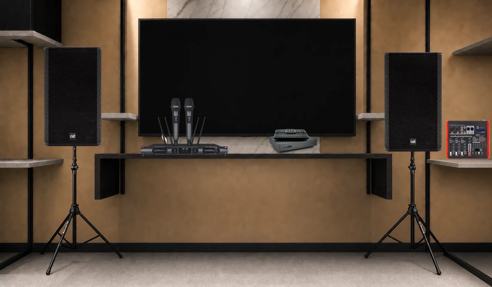 Караоке-комплект EVOBOX Premium + AST AST-312A ×2 + Sweden Sound SS-280A + ZTX Audio Mix 2.1.F