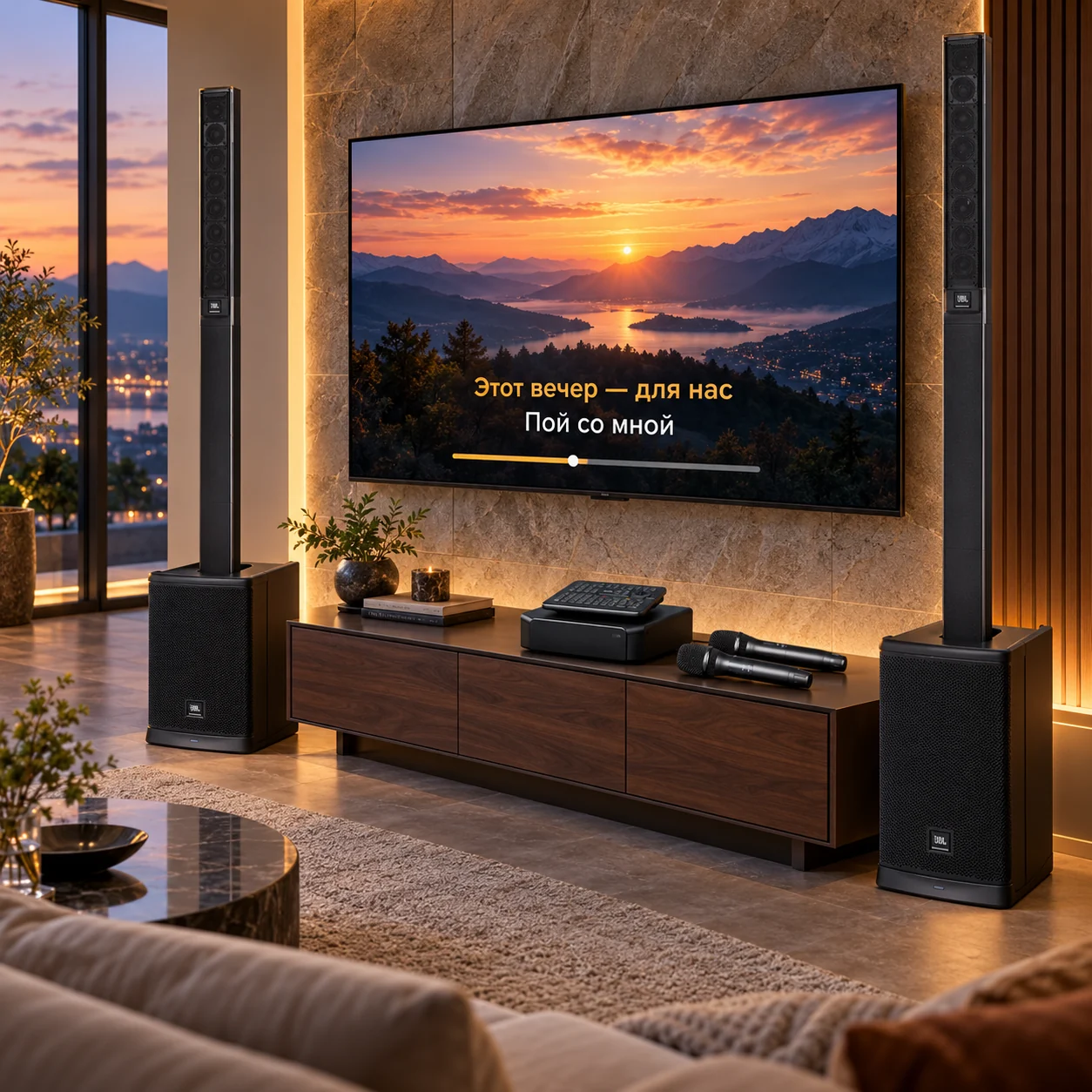 Визуализация: AST Zoom 2 + JBL EON ONE MK2. Телевизор и интерьер в комплект не входят.
