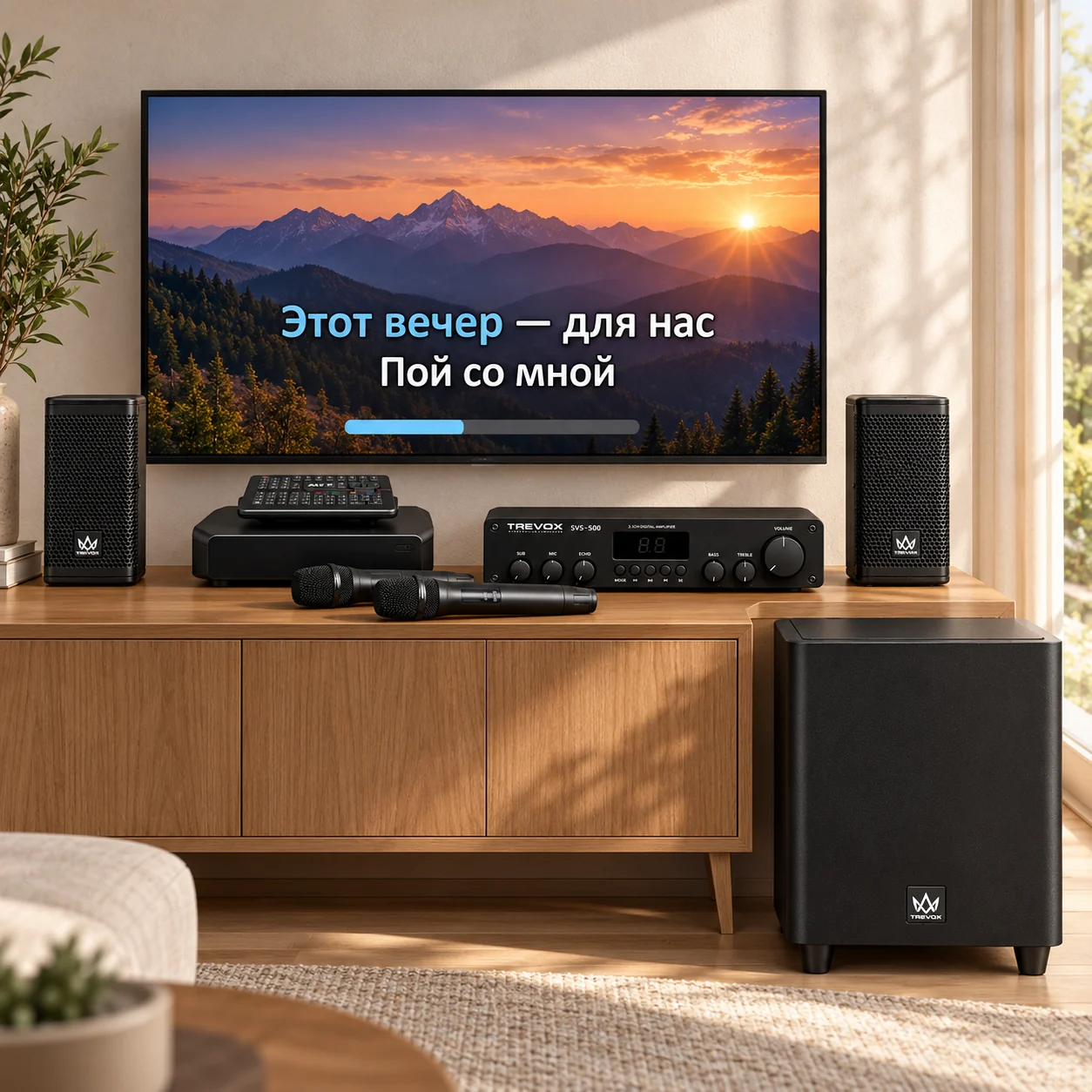 Визуализация: AST Zoom 1 + TREVOX SVS-500. Телевизор и интерьер в комплект не входят.