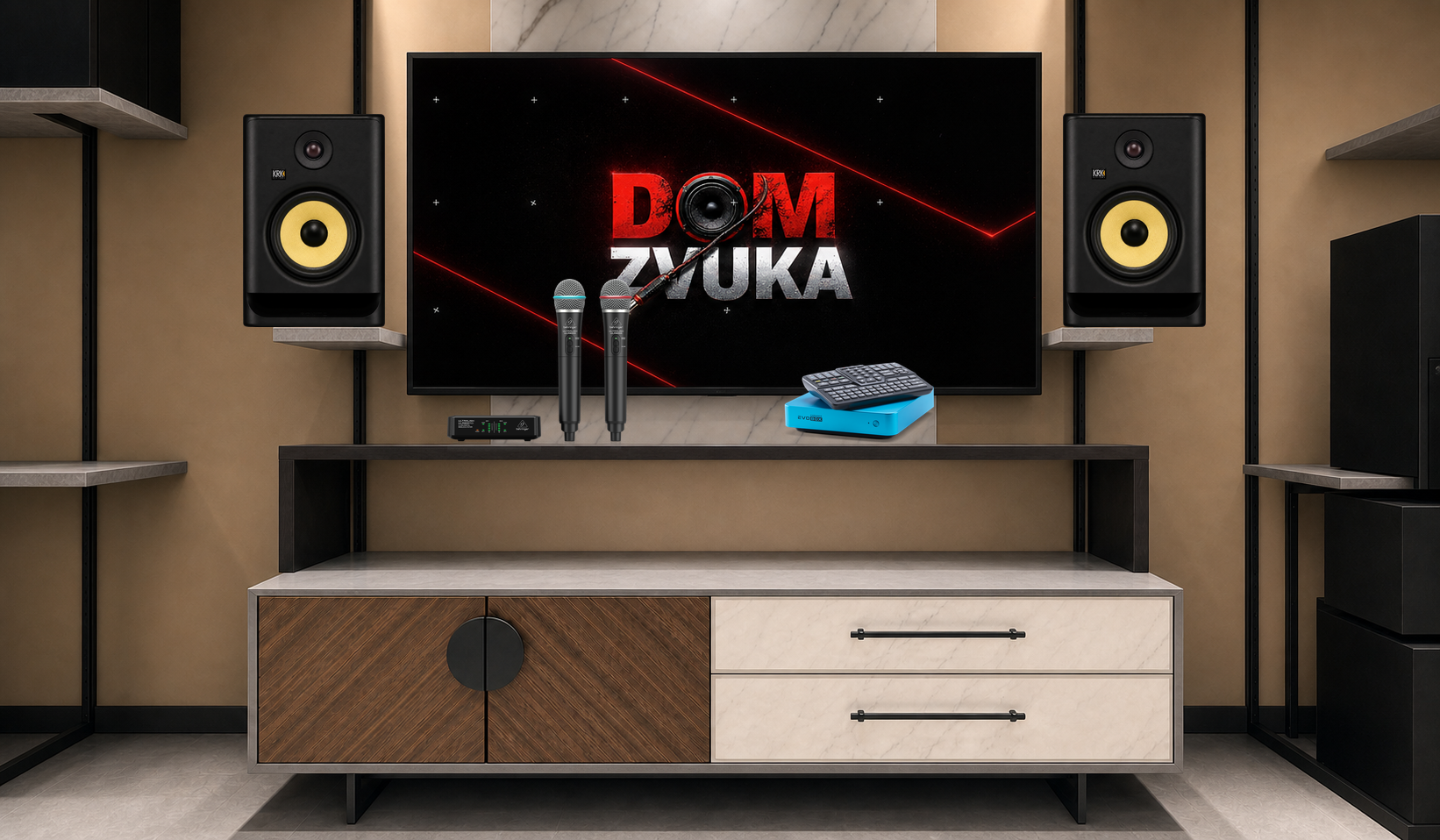 Studio Evolution EVOBOX + Behringer Behringer ULM302MIC + KRK ROKIT 7 Generation Five (RP7G5) ×2