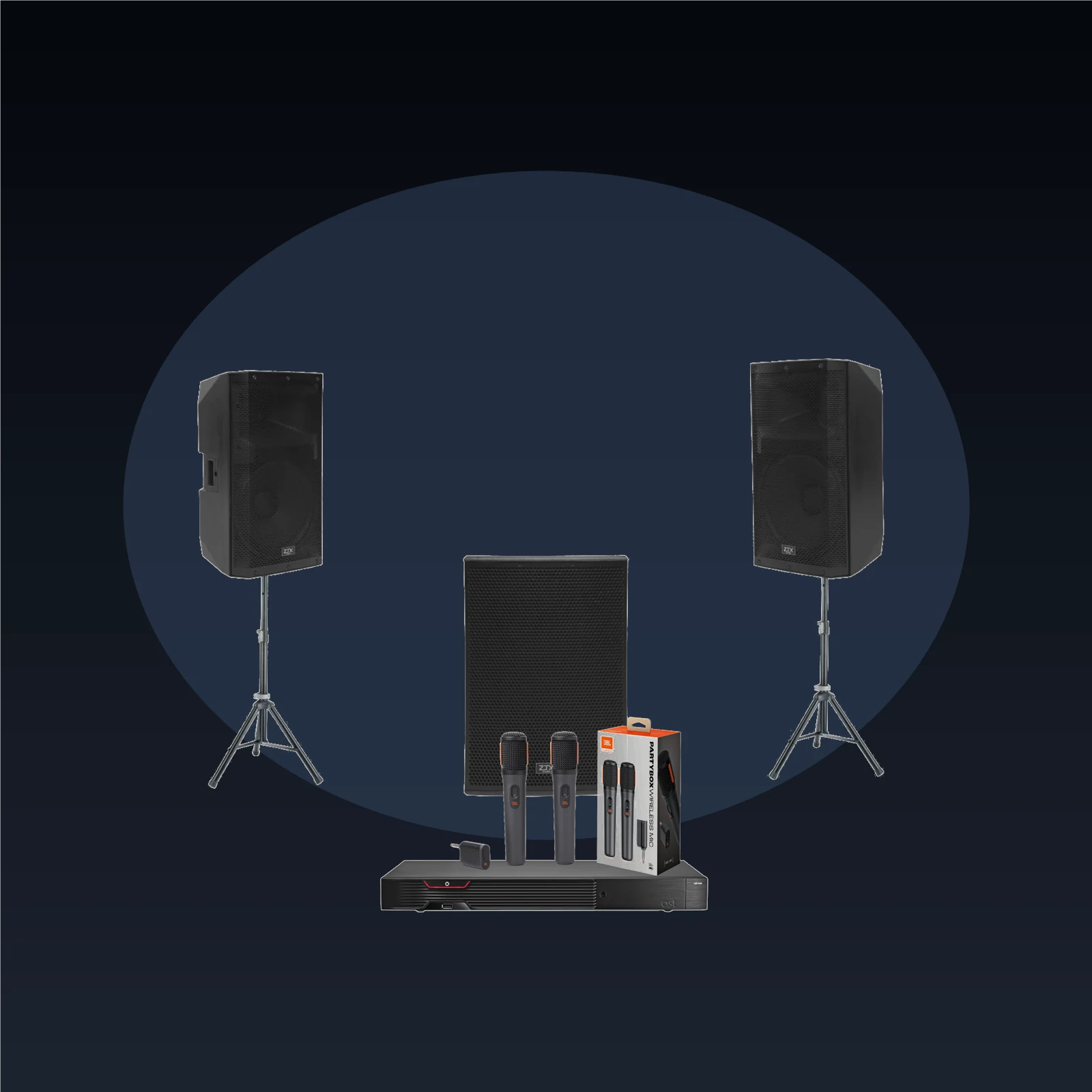 AST-250 + Jbl + ZTX VRX-115A + 2 RX-112P 2:1
